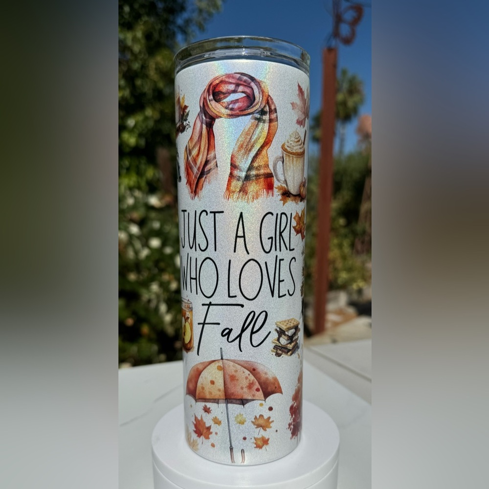 Just a girl who loves fall shimmer tumbler 20oz